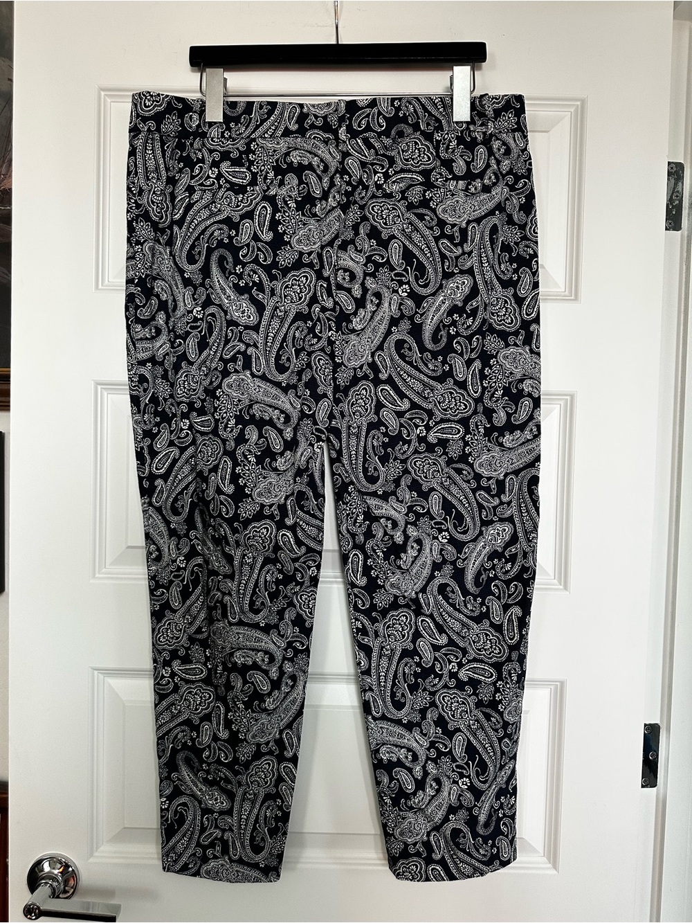 Navy Paisley Print Dress Pants